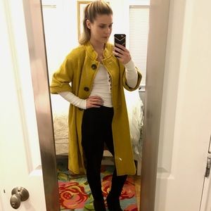 Yellow half sleeve vintage wool coat
